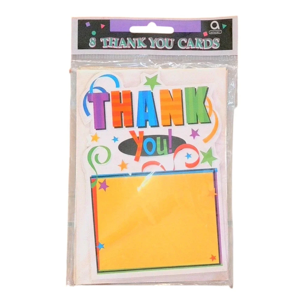 Amscan 8 Thank You Cards Flat Single Panel with Envelopes Party Celebration